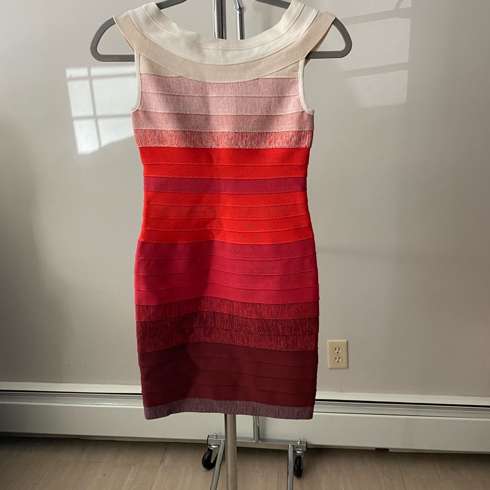 Sleeveless Ombre Bandage Dress in Pink and Red